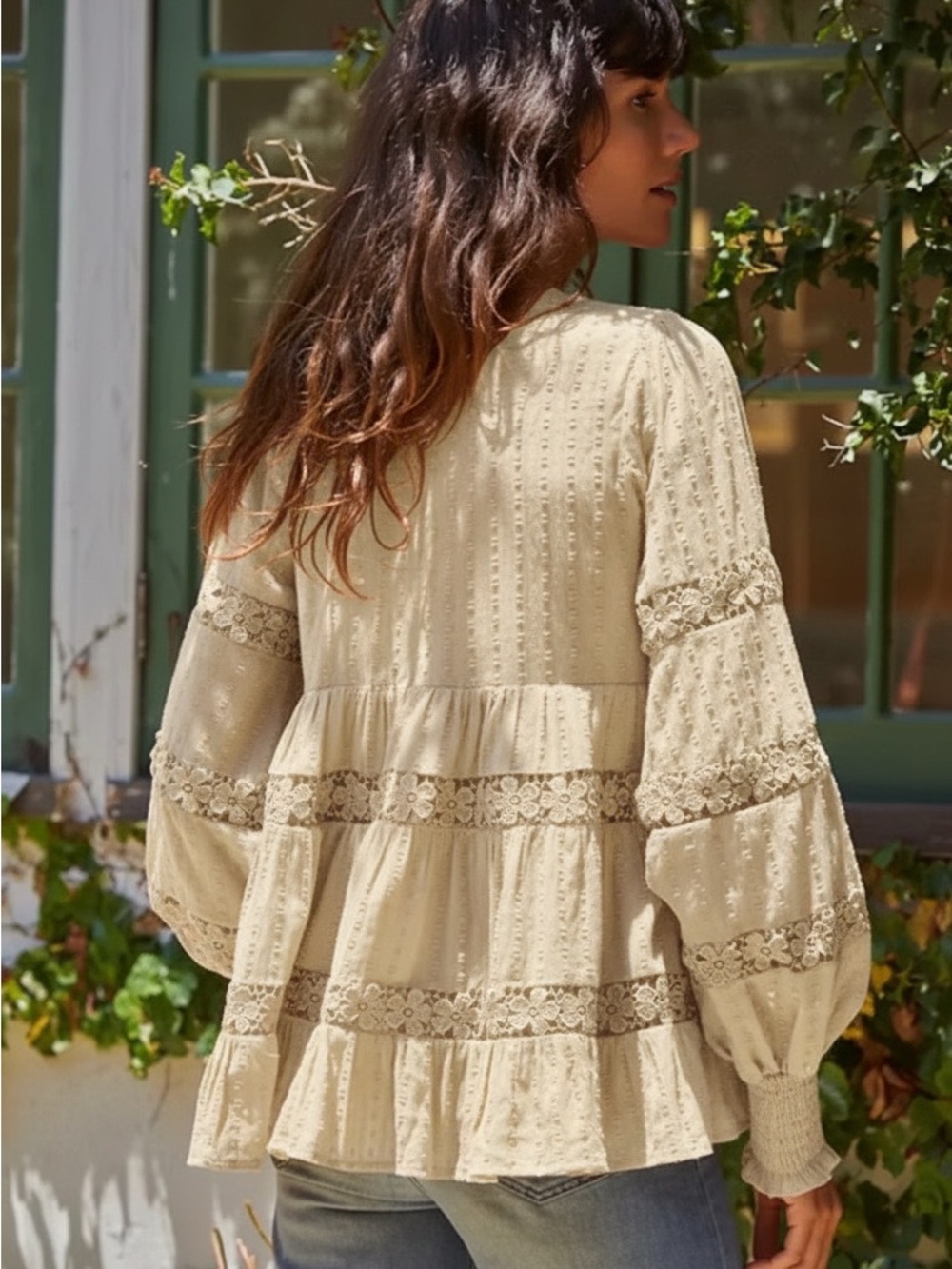 By Together Laced Babydoll Tunic - Ivory - Size Small - NWT